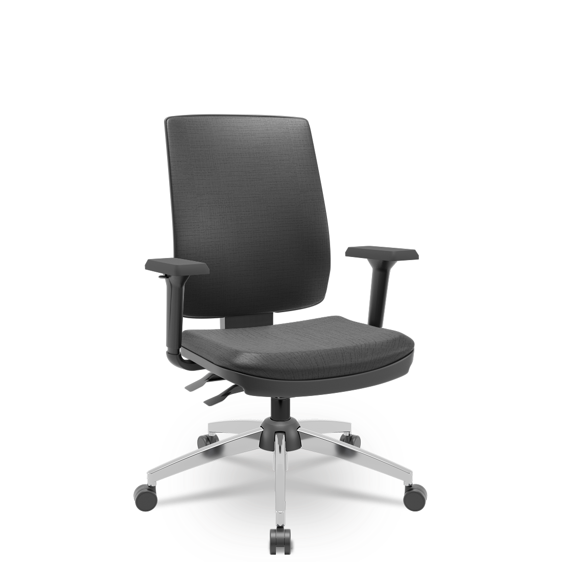 Cadeira Brizza Presidente Cromada Estofada Back Plax Plus Braços PU Reguláveis