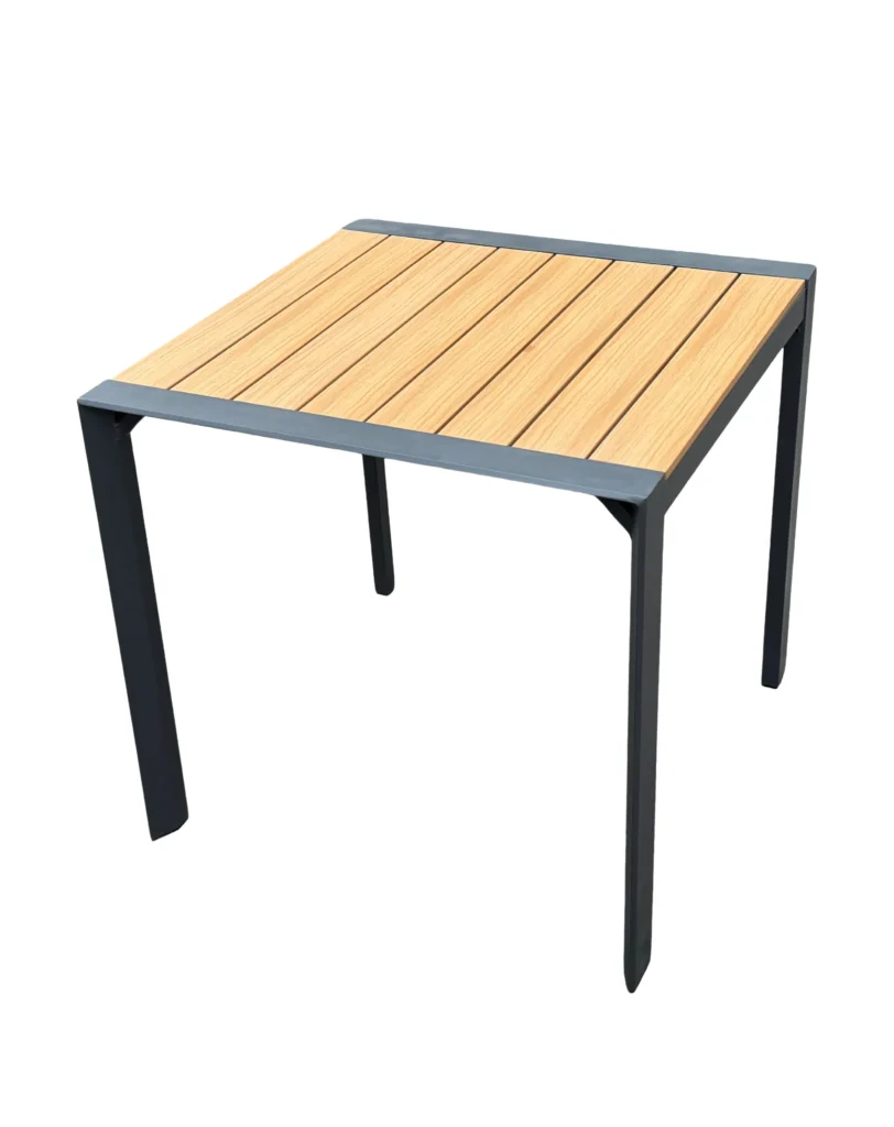 Mesa Saara Pequena Cinza Alumínio Tampo Polywood 80x80cm Área Externa