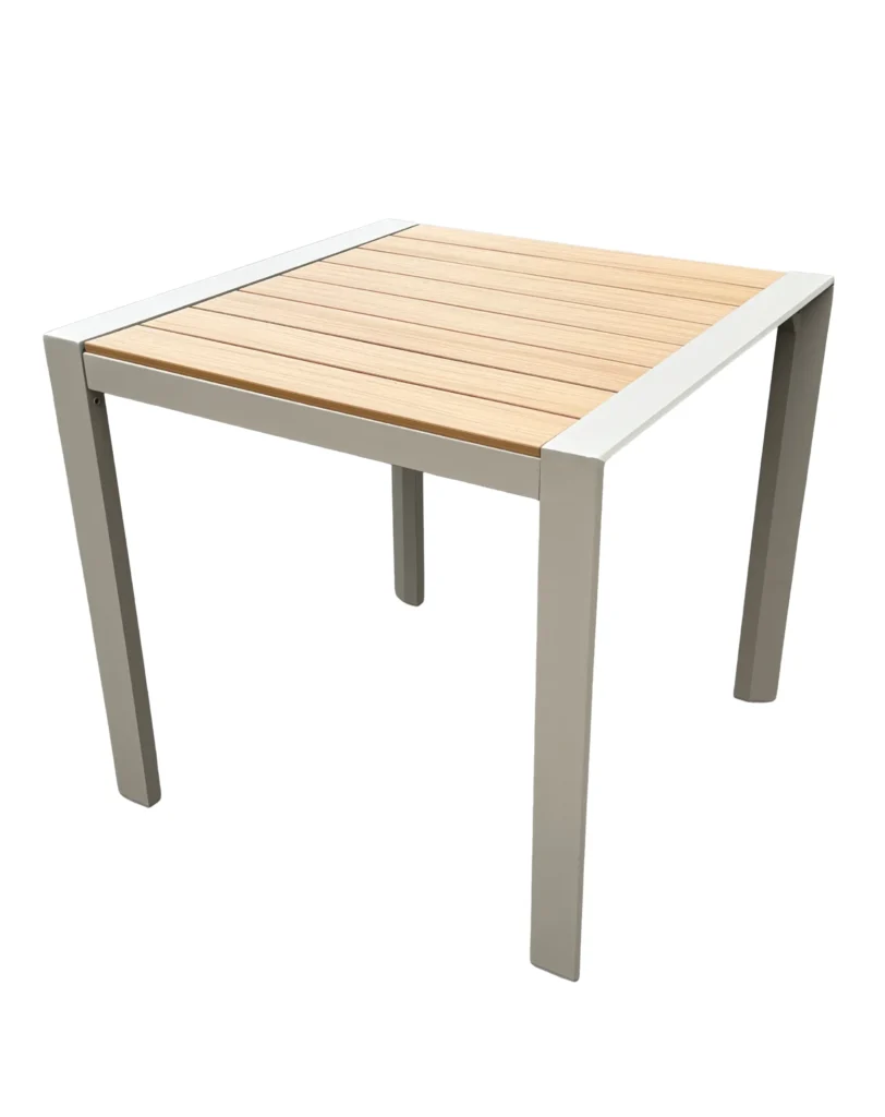 Mesa Saara Pequena Fendi Alumínio Tampo Polywood 80x80cm Área Externa