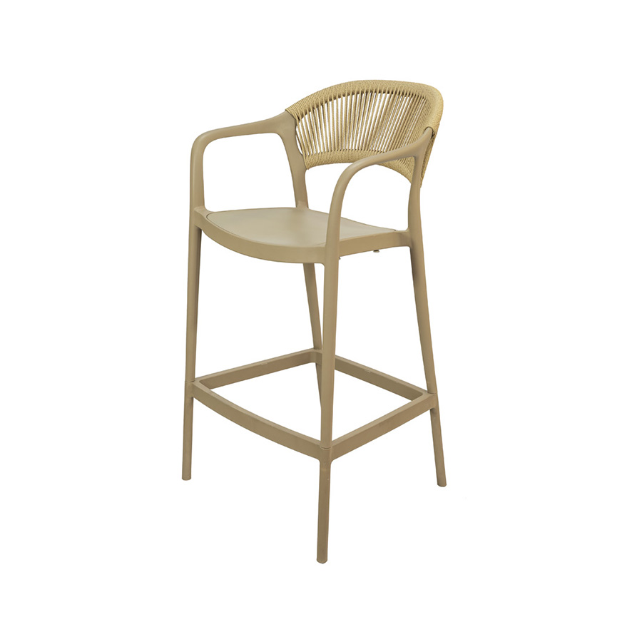 Banqueta Juna Fendi Polipropileno com Rattan Sintético para Área Externa