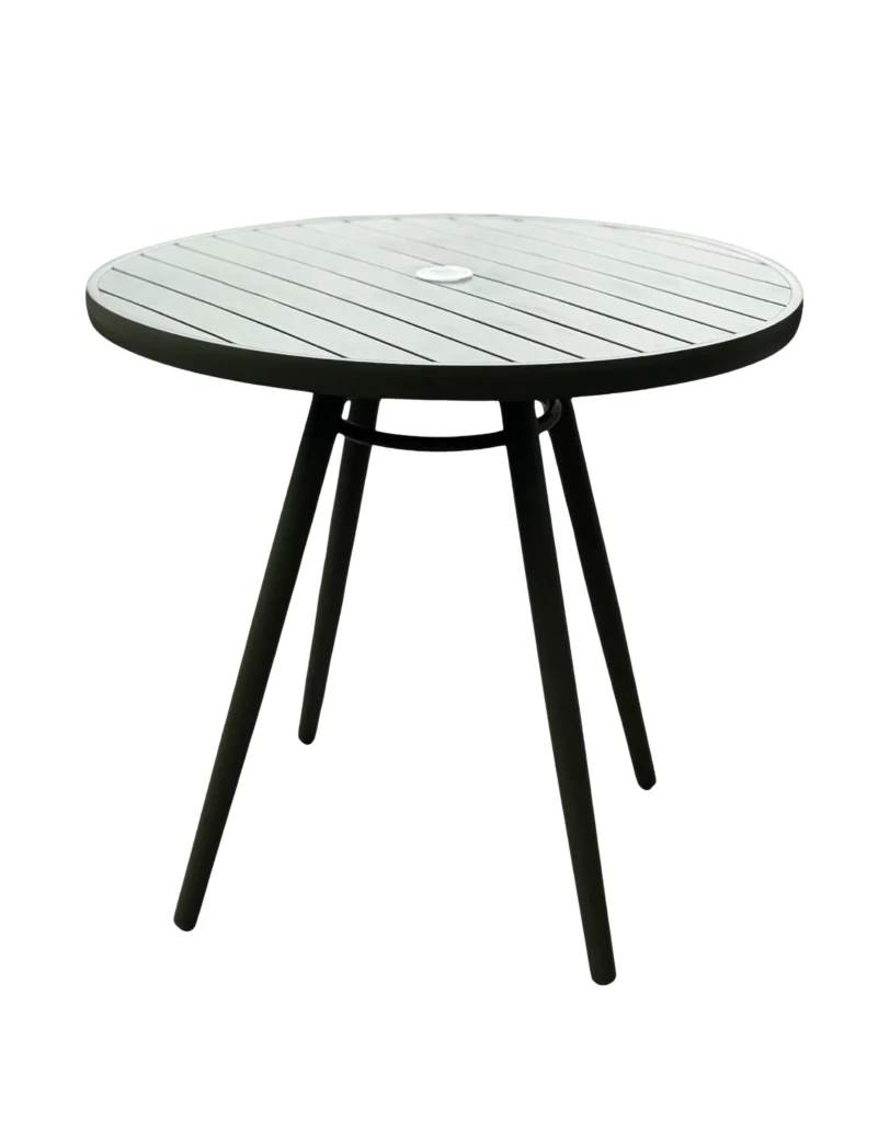 Mesa Bahamas Pequena Verde Redonda Alumínio 80cm Área Externa com Furo para Ombrelone